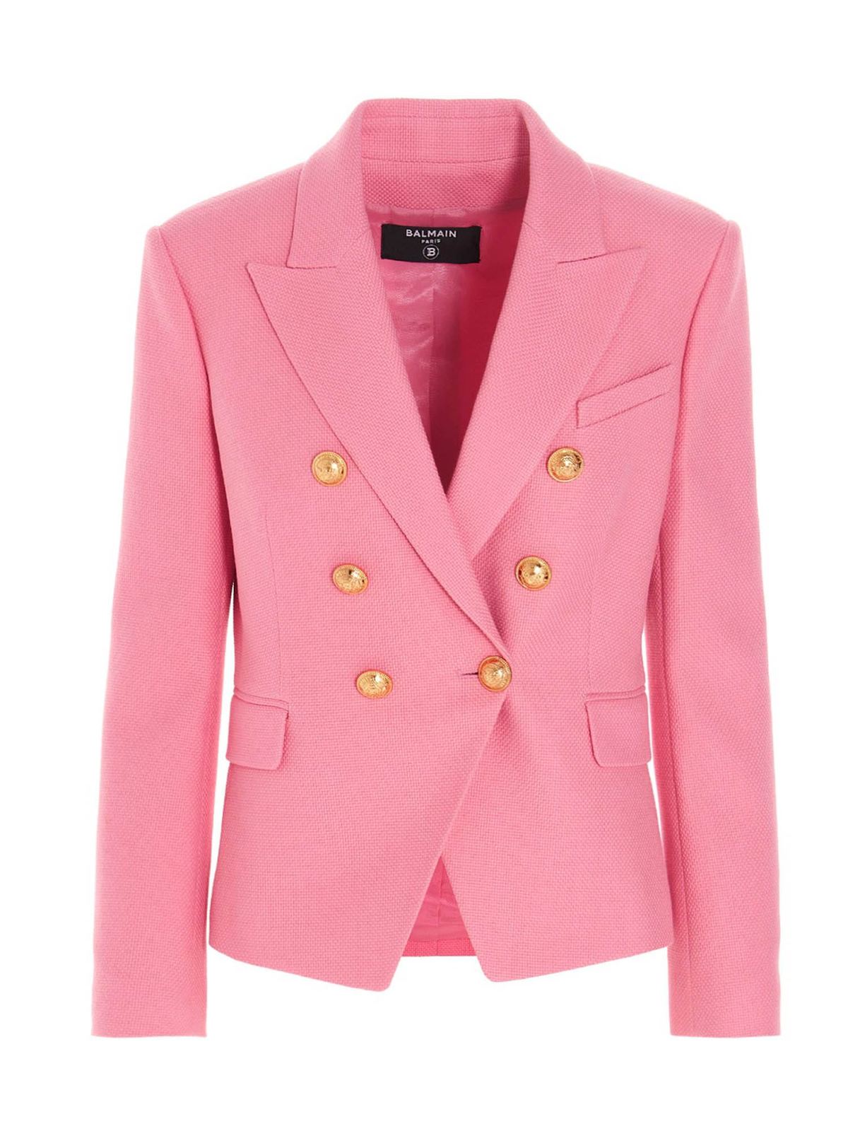 Balmain - Golden buttoned blazer in pink - blazers - VF17110C2084KH