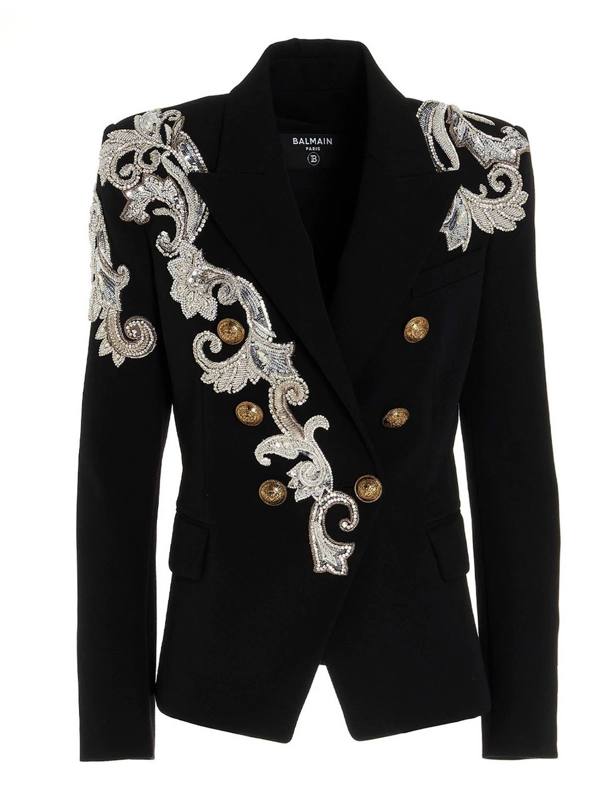 Blazers Balmain - Jewel embroidery wool blazer in black - UF17110P0500PA