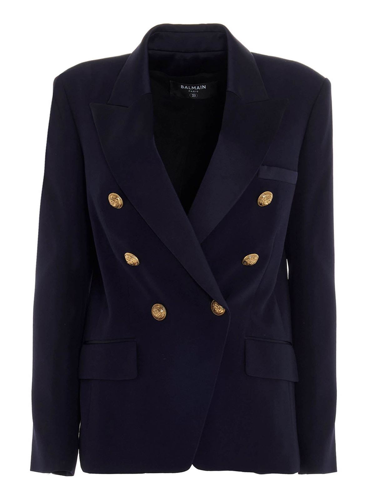 Blazers Balmain - Logo buttons blazer in blue - UF07112V0896UC | iKRIX.com