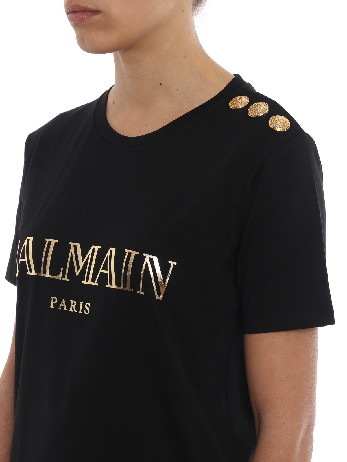 T-shirts Balmain - Balmain black cotton jersey T-shirt - SF11077I042EAD
