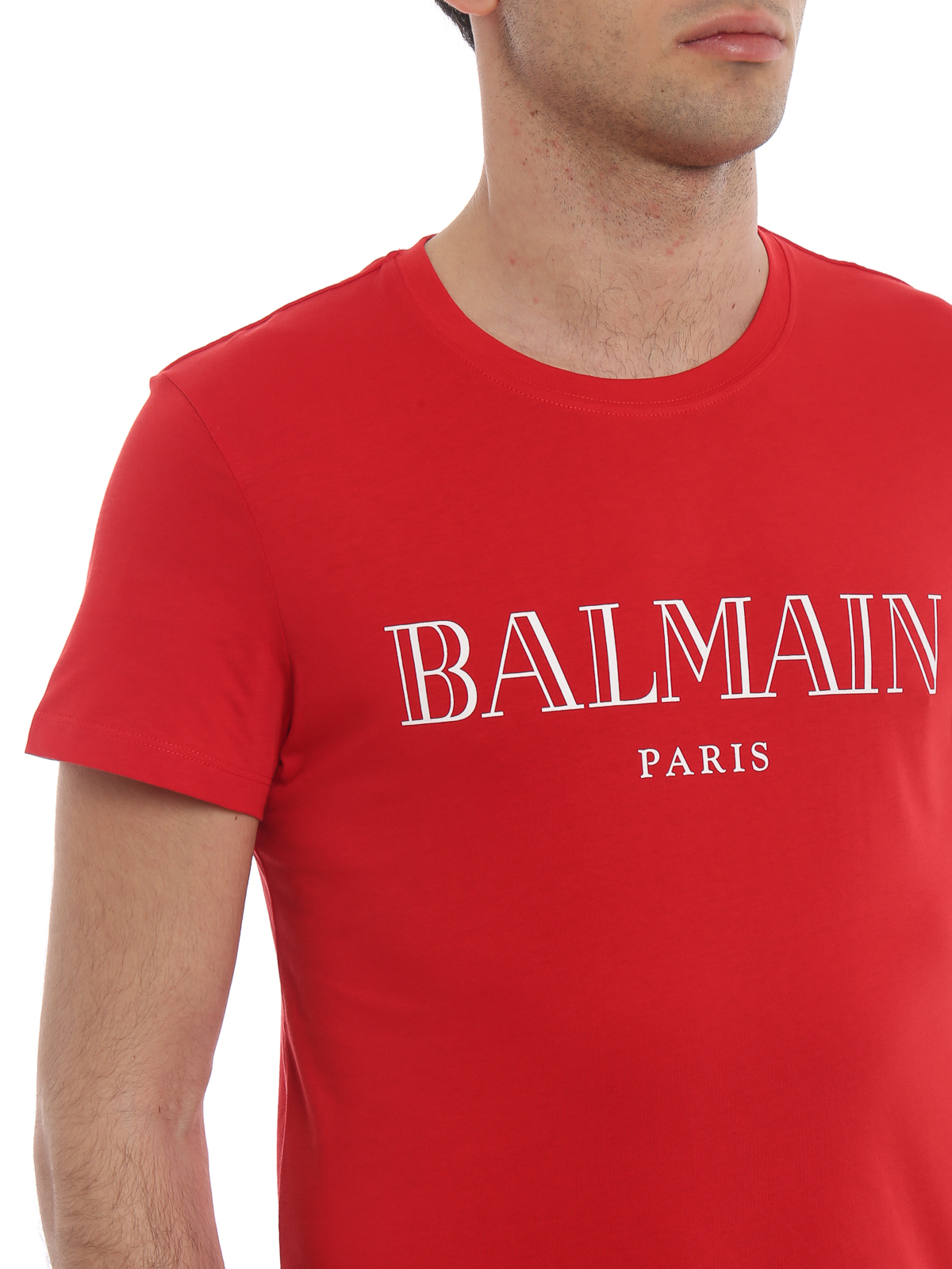 Fearless Såvel Ombord T-shirts Balmain - Balmain logo print red T-shirt - RH01601I1263AA