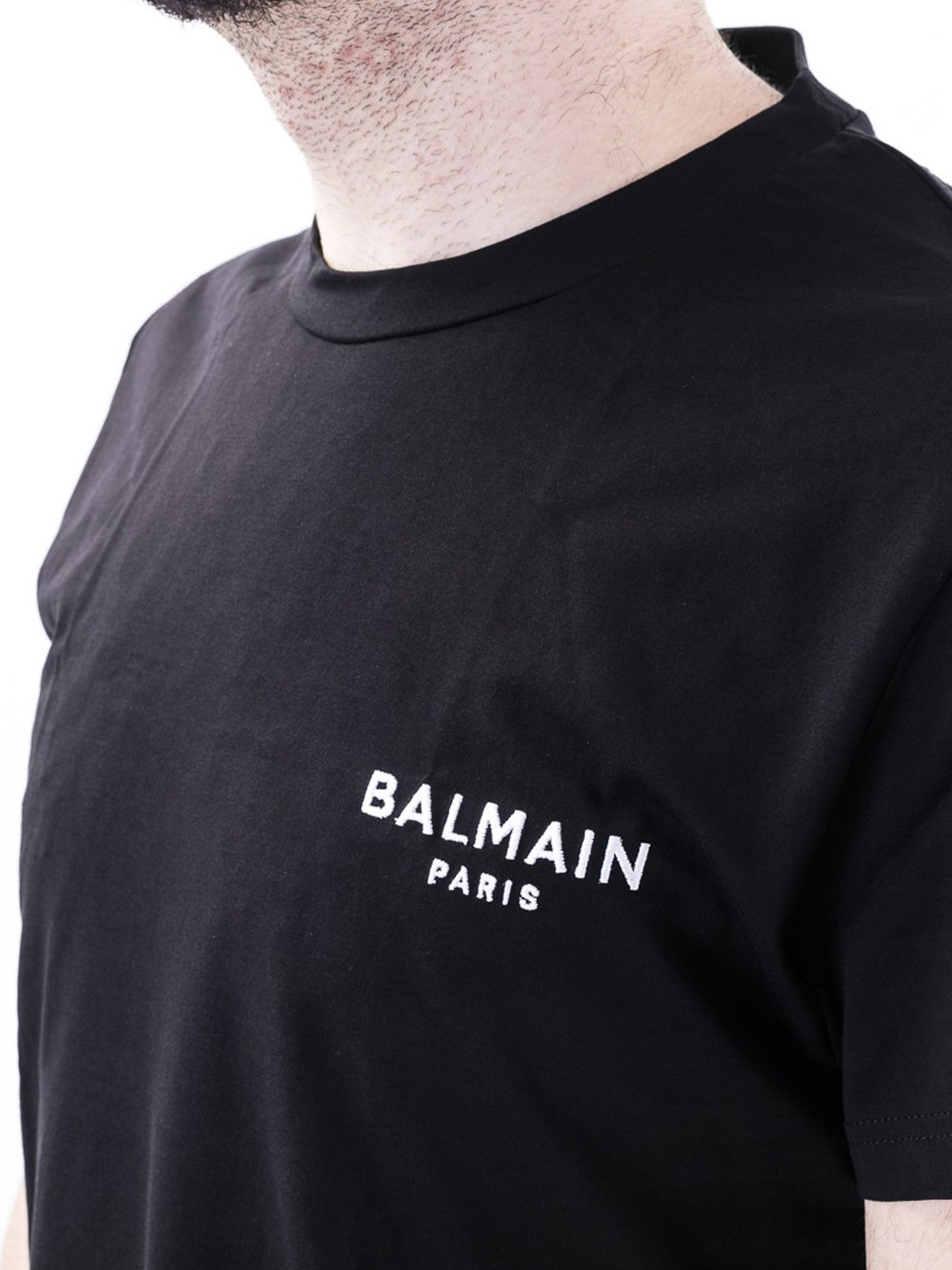 T-shirts Balmain - Balmain embroidery black T-shirt - BRM305060001