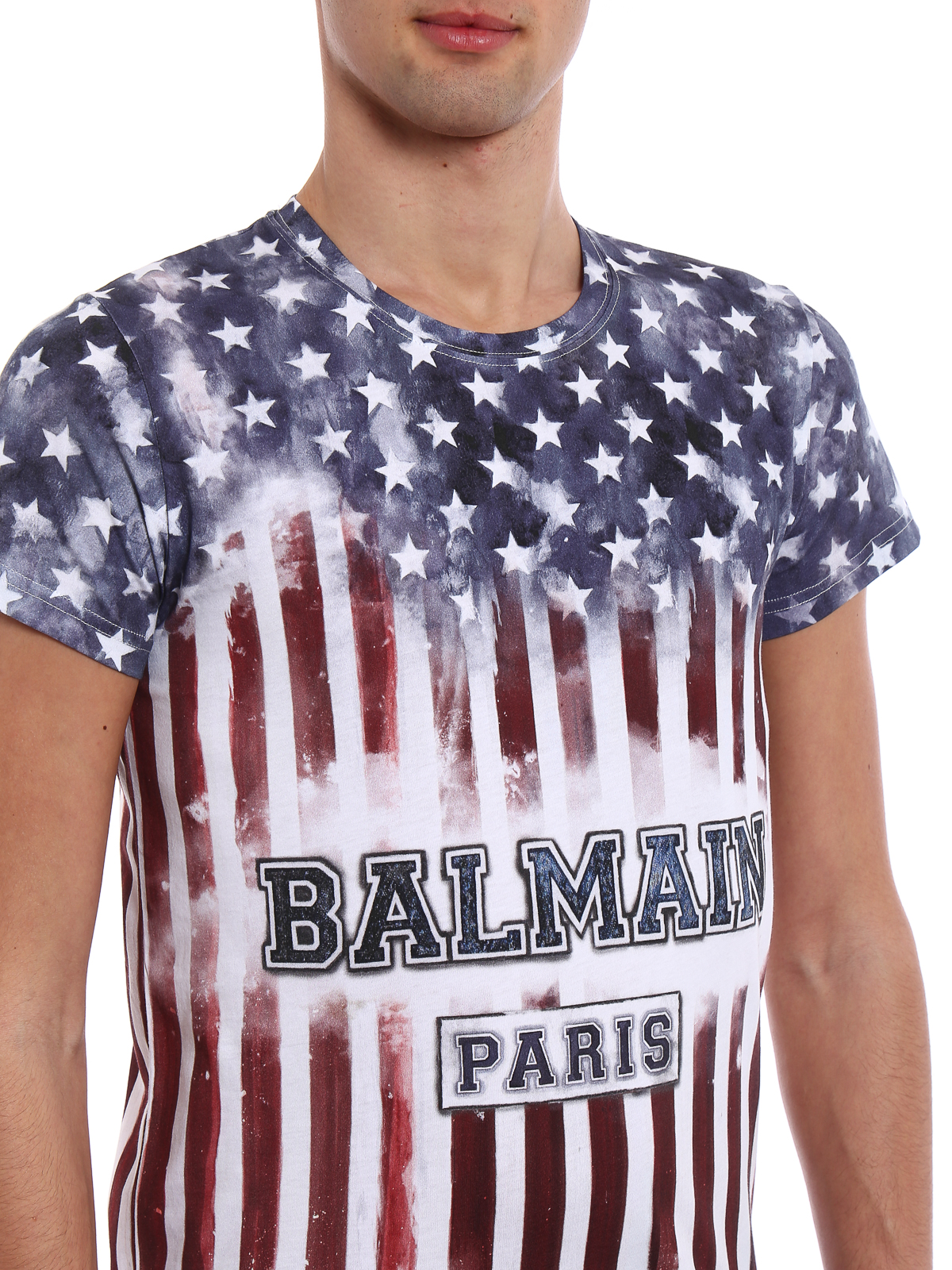 T-shirts Balmain USA flag print T-shirt S8H8601I086192