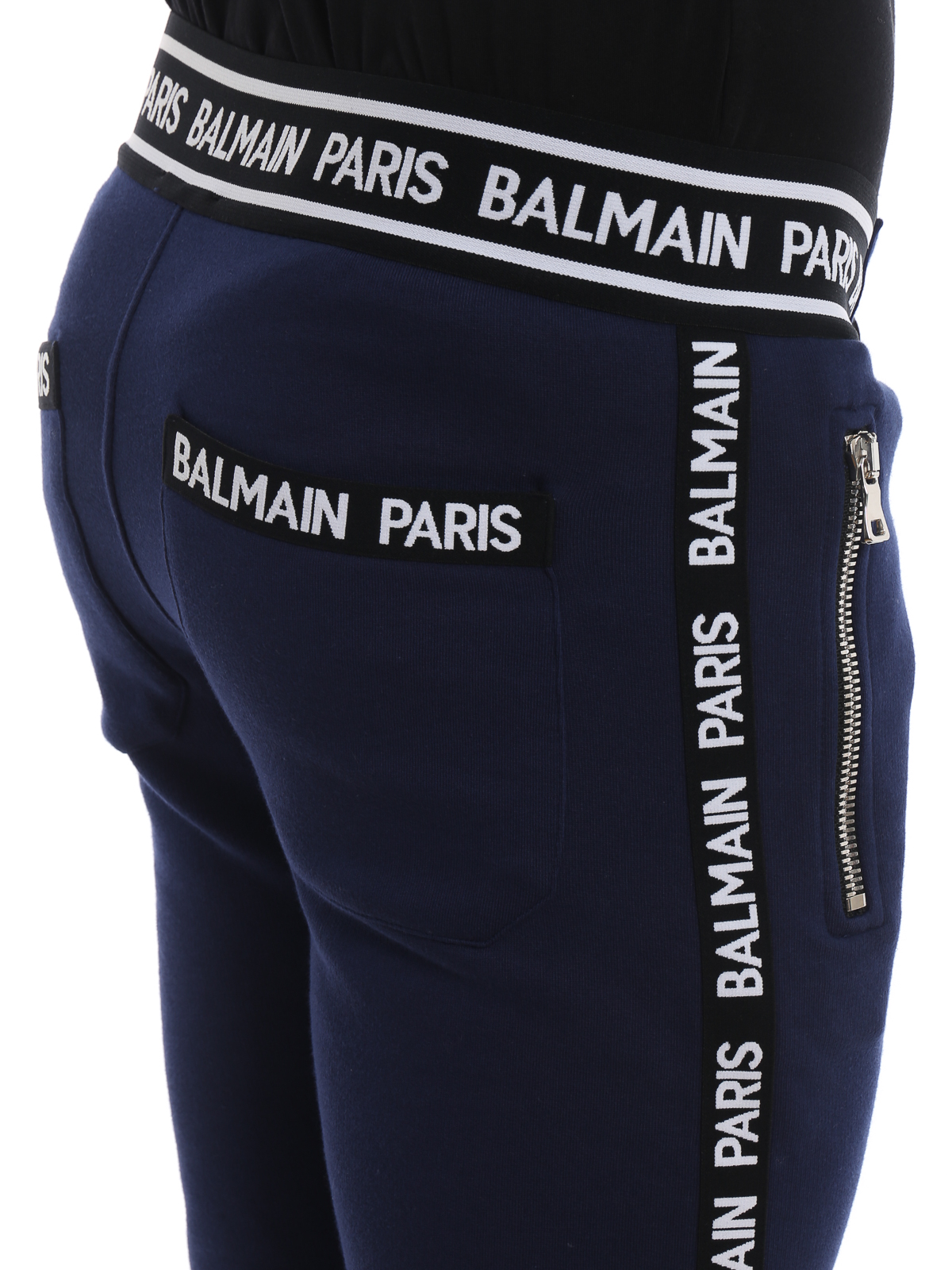 Tracksuit bottoms Balmain - Logo bands cotton jogging pants 