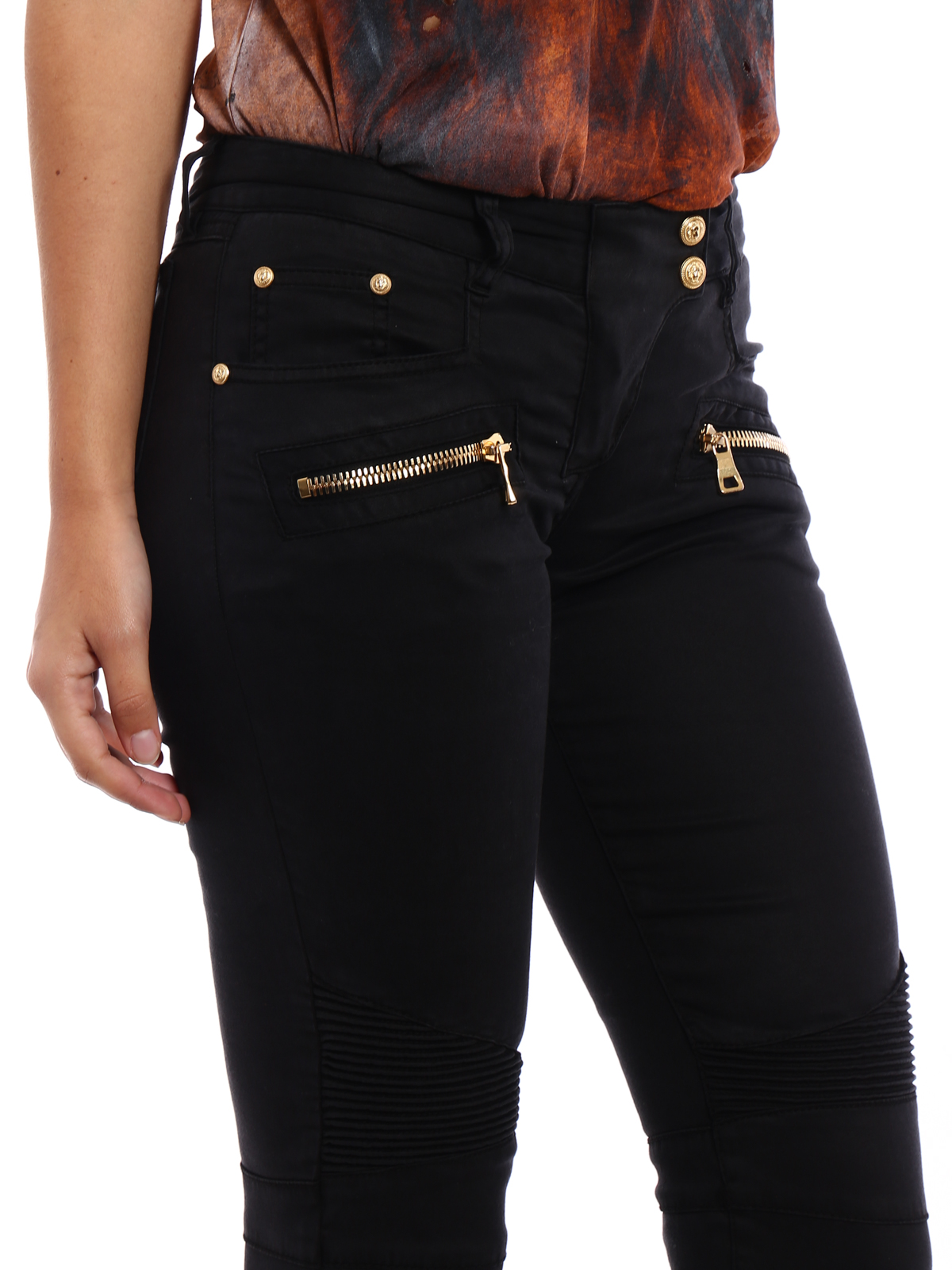 skinny biker jeans with zippers