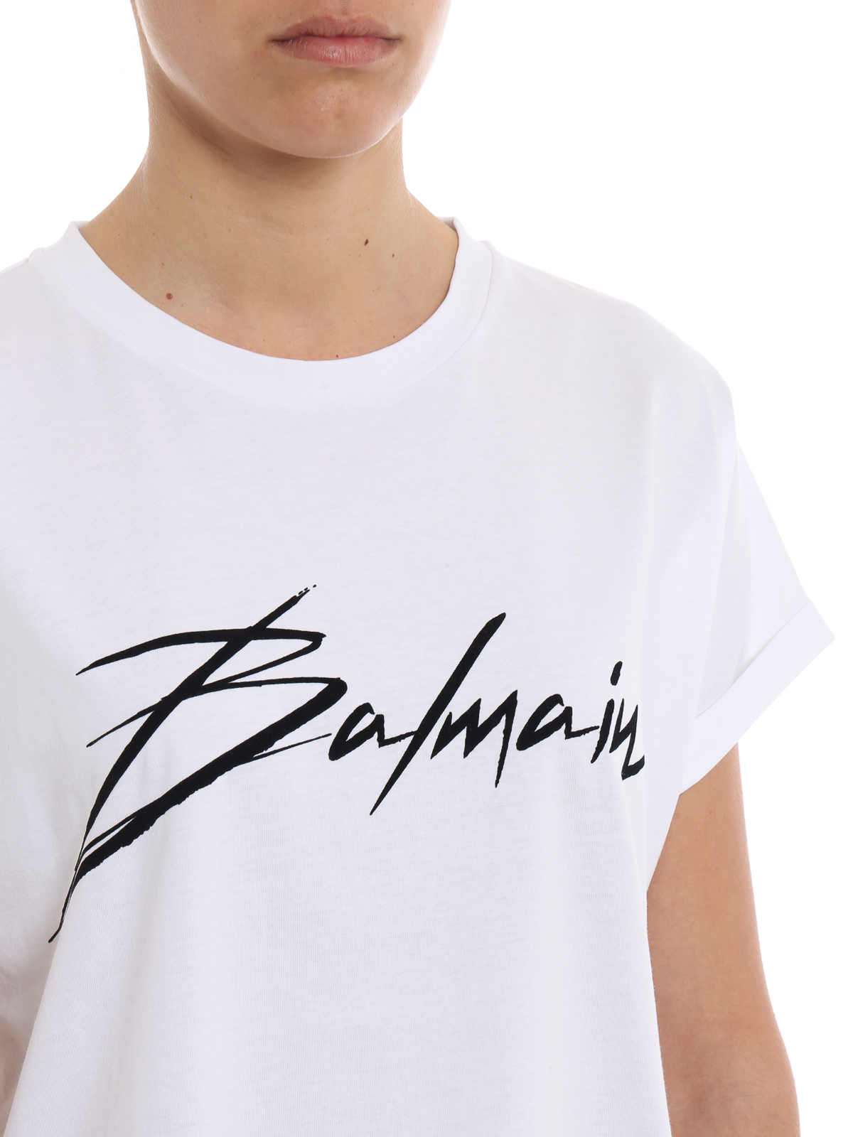 T-shirts Balmain - Signature short sleeve white Tee - RF11070I043GAB