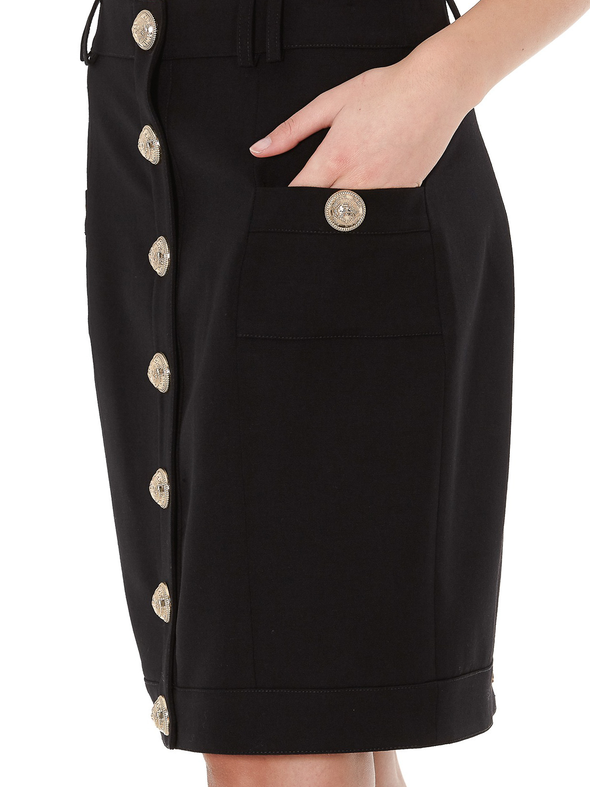 Knee length skirts & Midi Balmain - Wool skirt with iconic buttons 