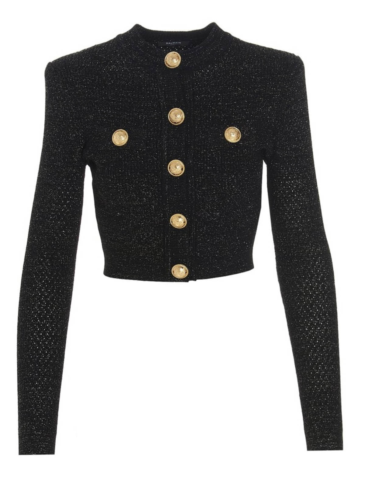 Gold-tone button cropped cardigan