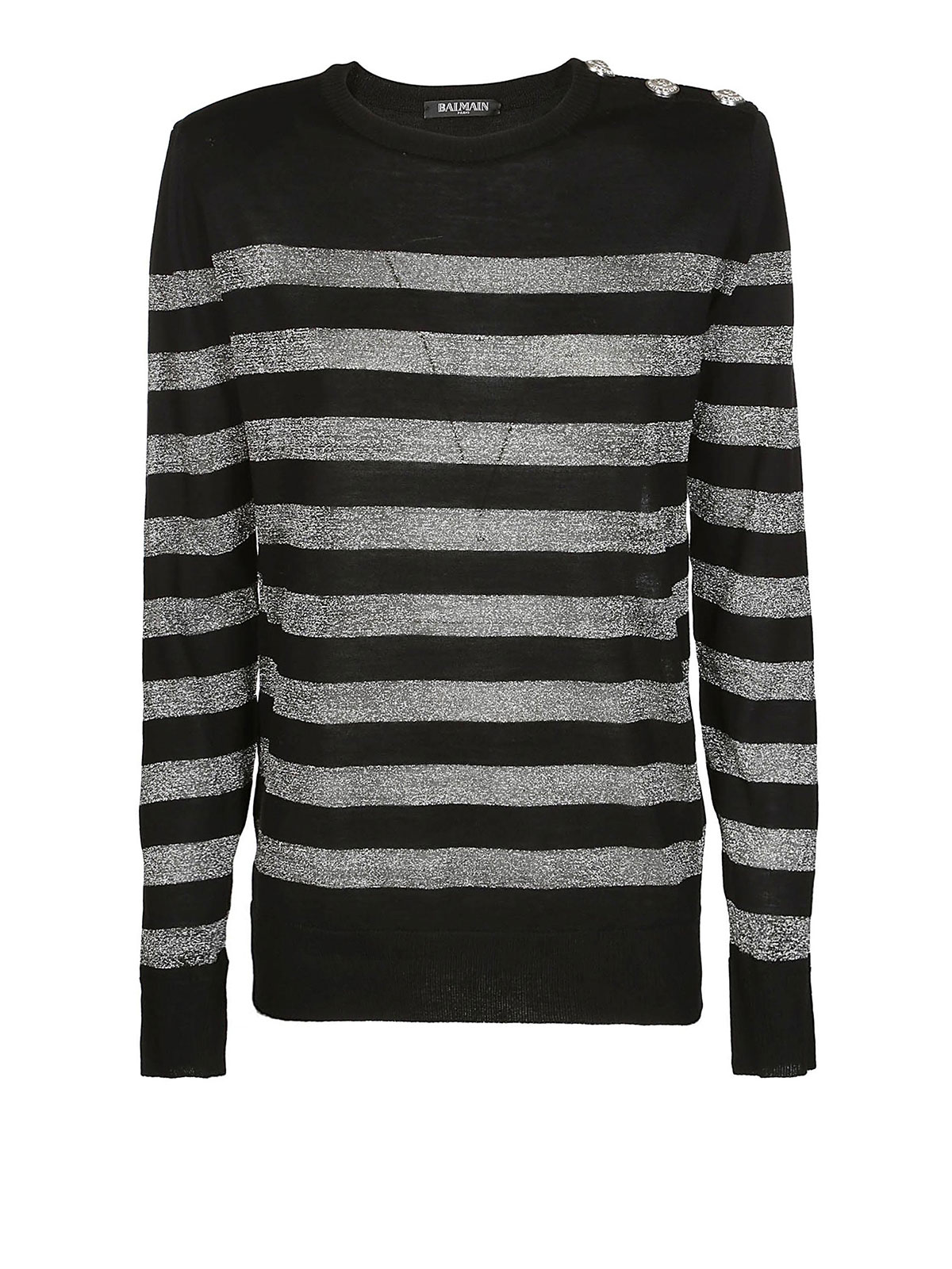 Crew necks Balmain - Striped sweater with structured shoulders 