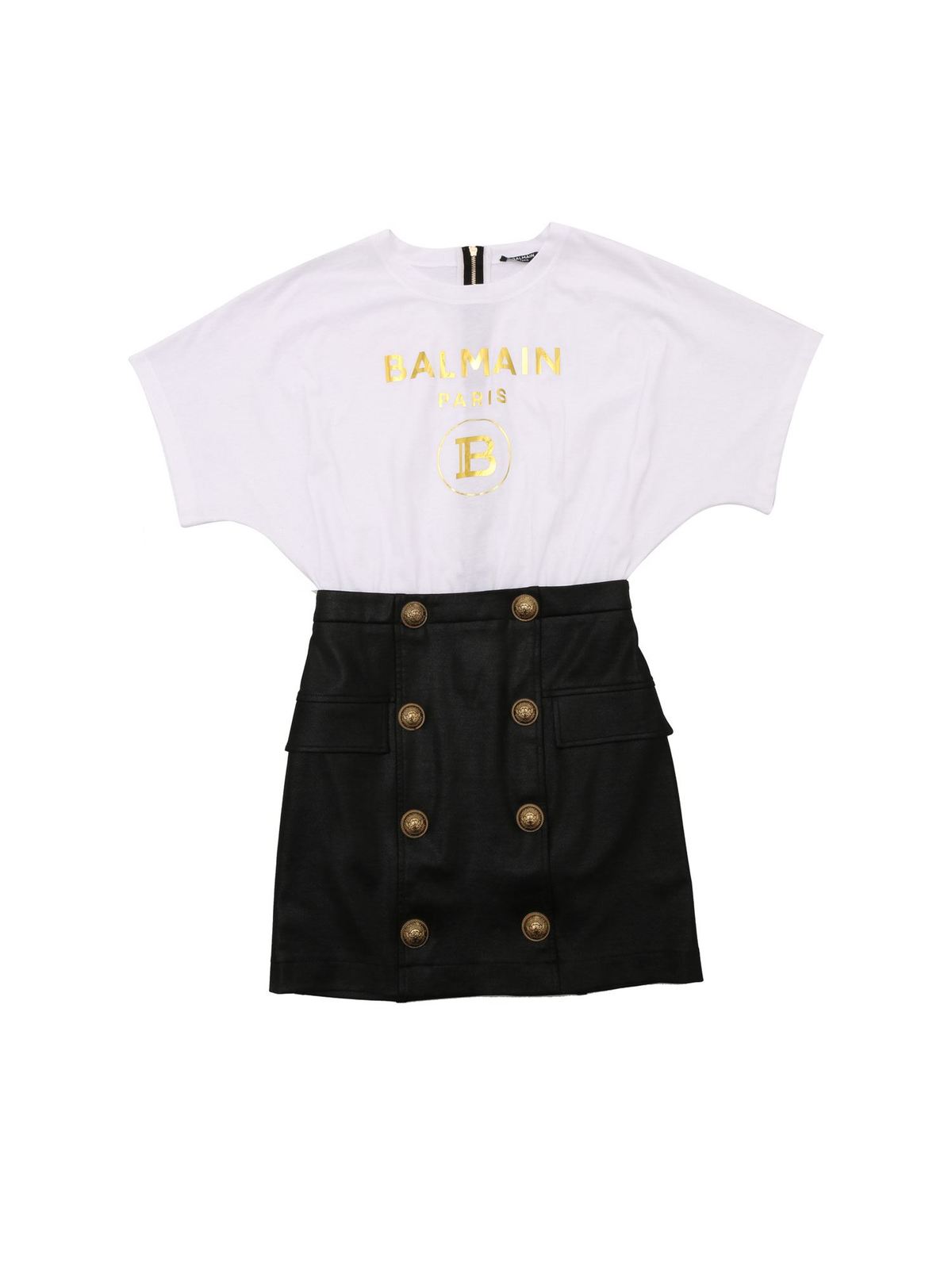 BALMAIN BUTTONS DRESS IN BLACK AND WHITE