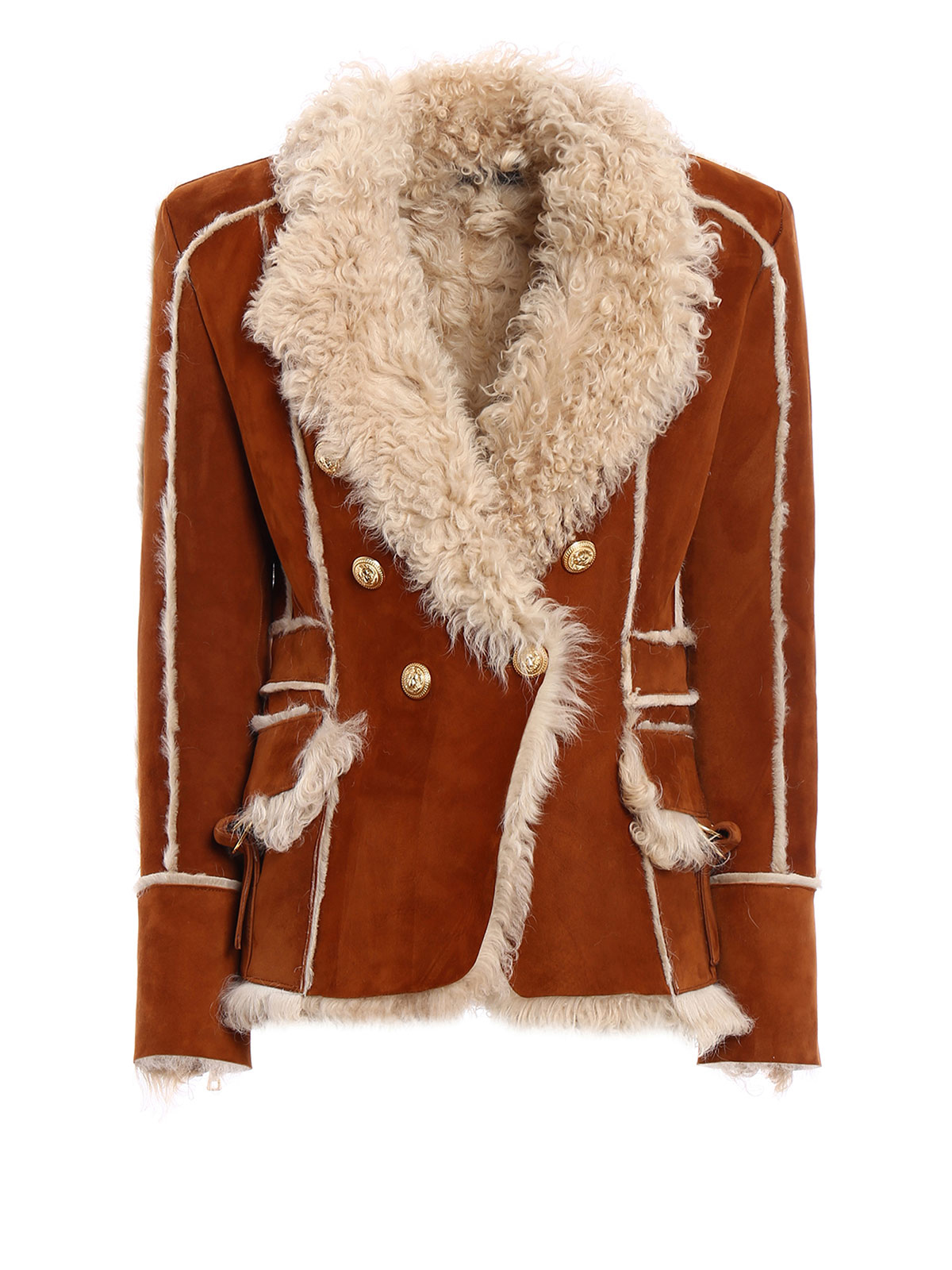 Fur & Shearling Coats Balmain - Logo shearling jacket 117362327PC6031