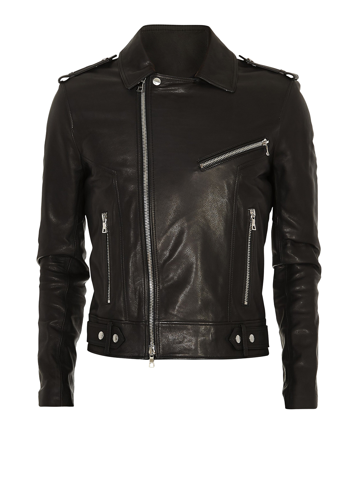 Balmain Paris Print Leather Jacket In Black | ModeSens