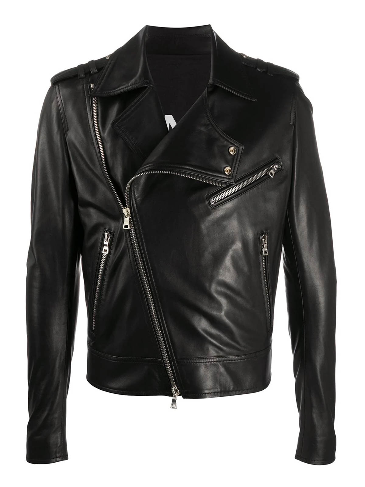Balmain - Smooth leather biker jacket - leather jacket - VH1TD055L1100PA
