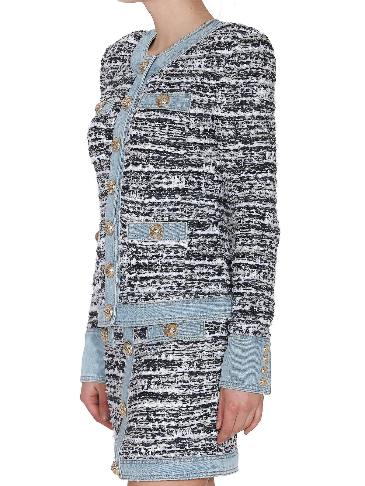 Tweed and denim blazer jacket 
