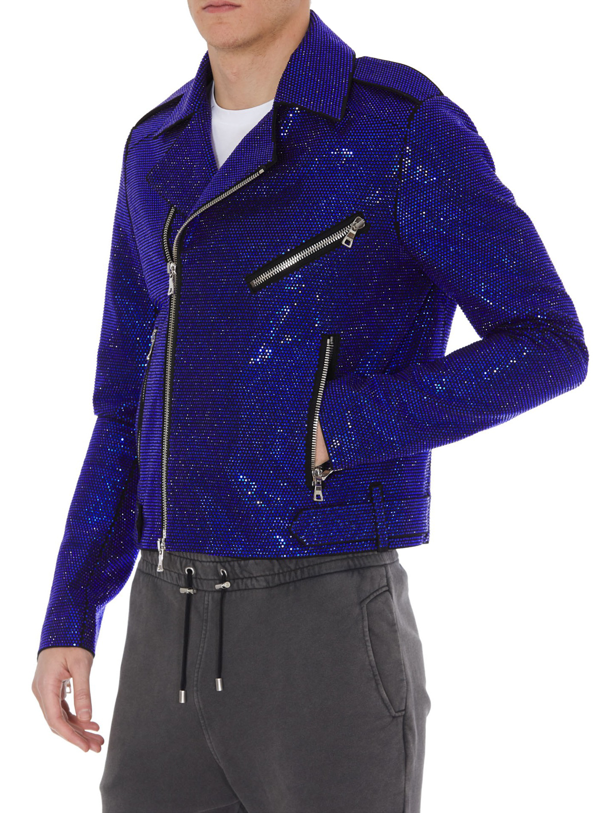کژوال Balmain - Rhinestone biker jacket 