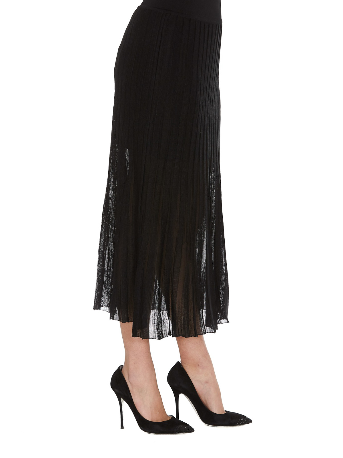 Knee length skirts & Midi Balmain - Semi sheer black skirt - TF04476K0780PA