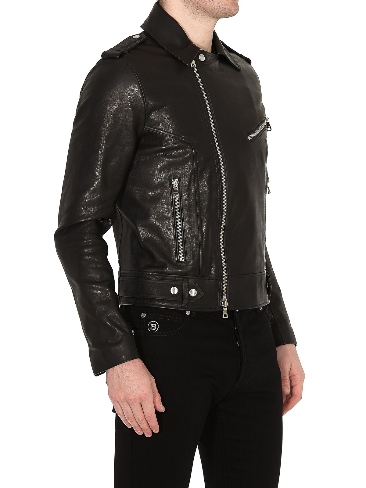 jacket Balmain - Balmain Paris print leather -
