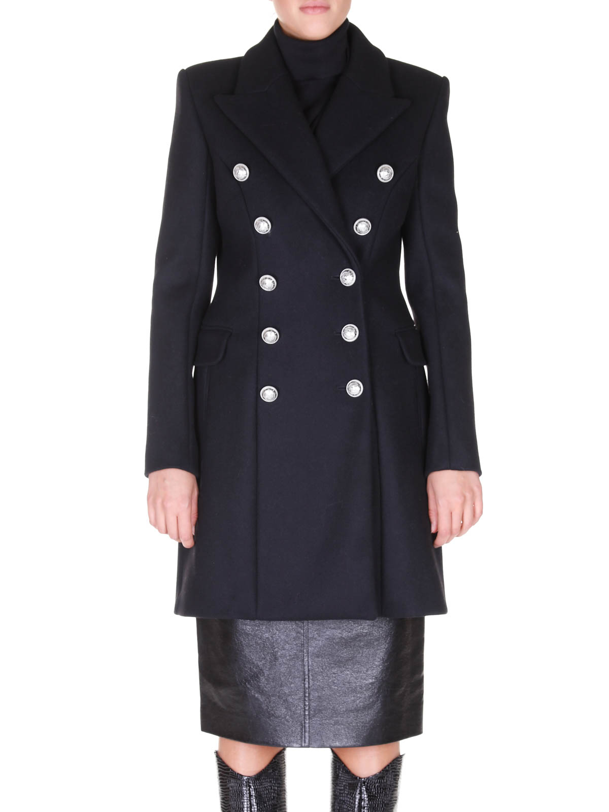 Short coats Balmain - Wool cloth double breasted coat - SF28582W052