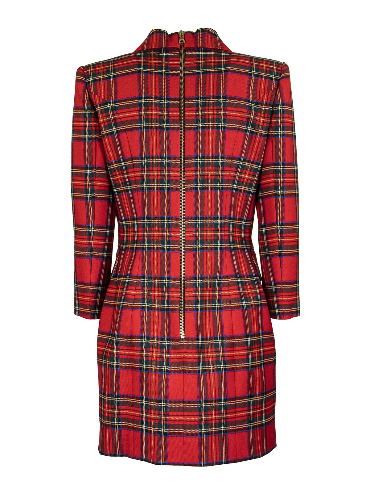 Short dresses Balmain - Tartan blazer style dress - UF16222W085MAU
