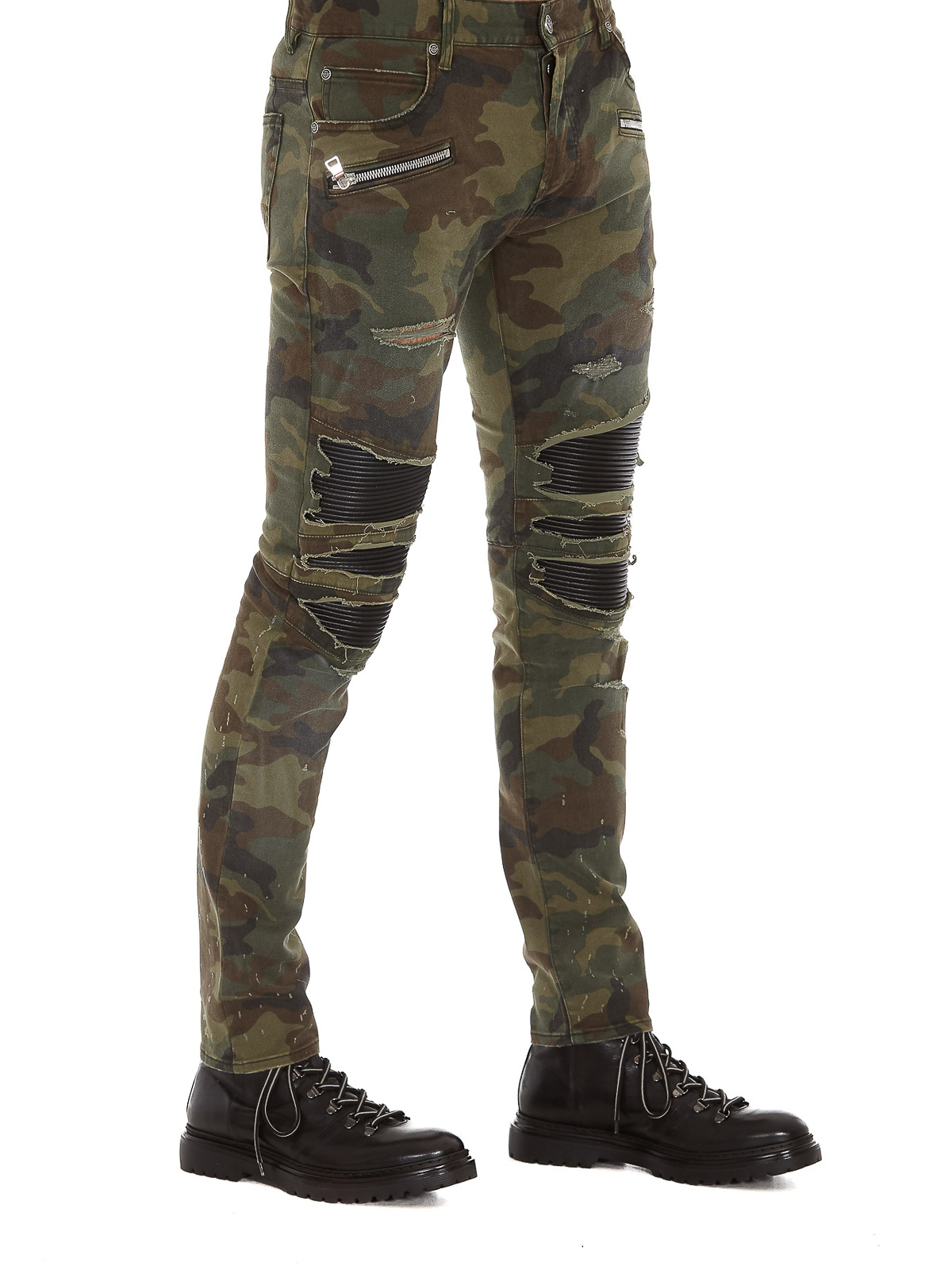 balmain camouflage jeans