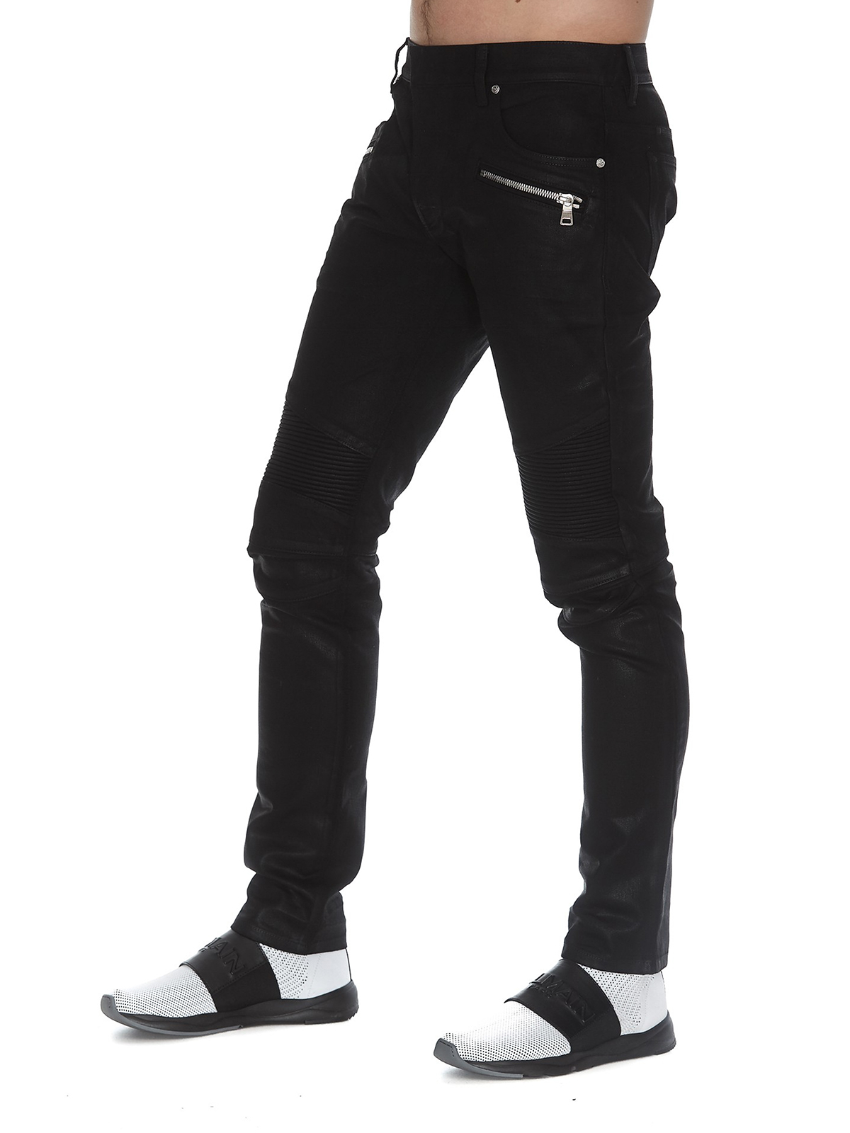 راسته Balmain - Black denim biker jeans - RH15130Z0070PA |