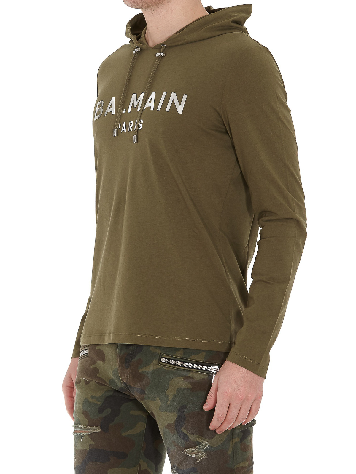 balmain camo hoodie