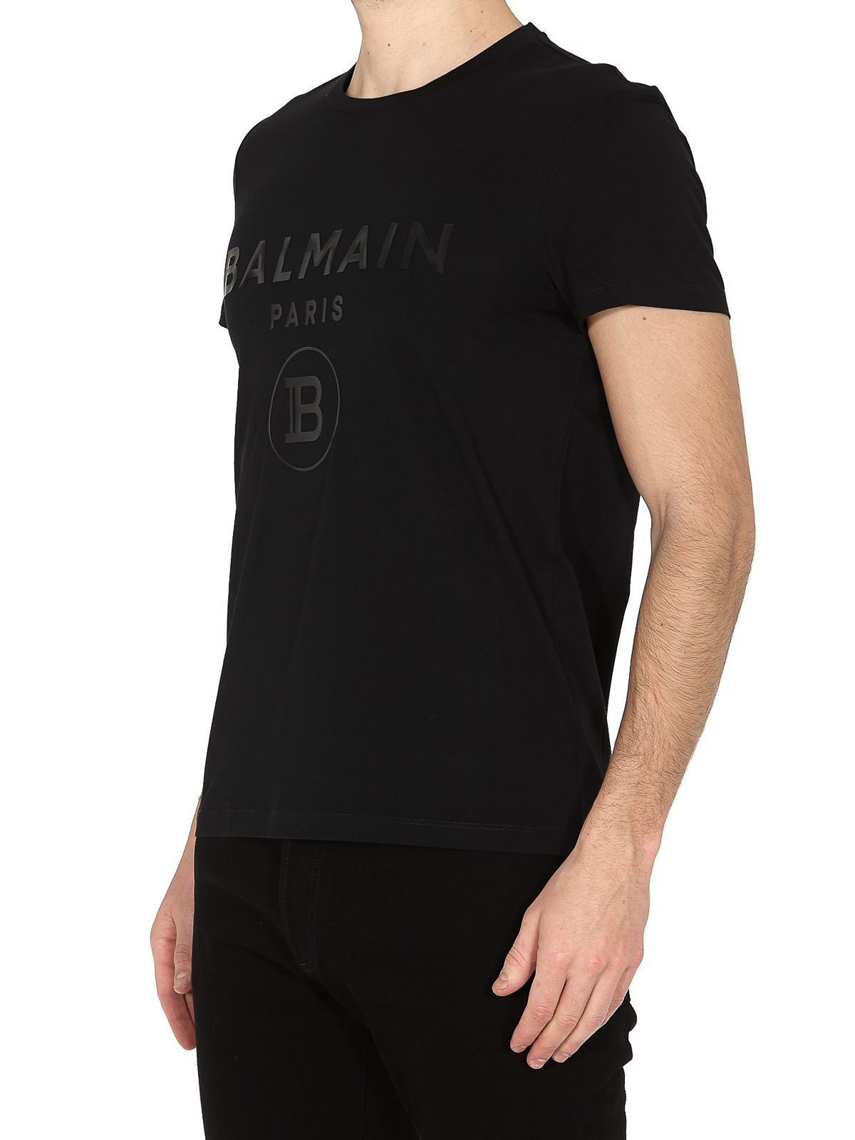 T-shirts Balmain - Balmain Paris print black T-shirt - TH11601I2310PA