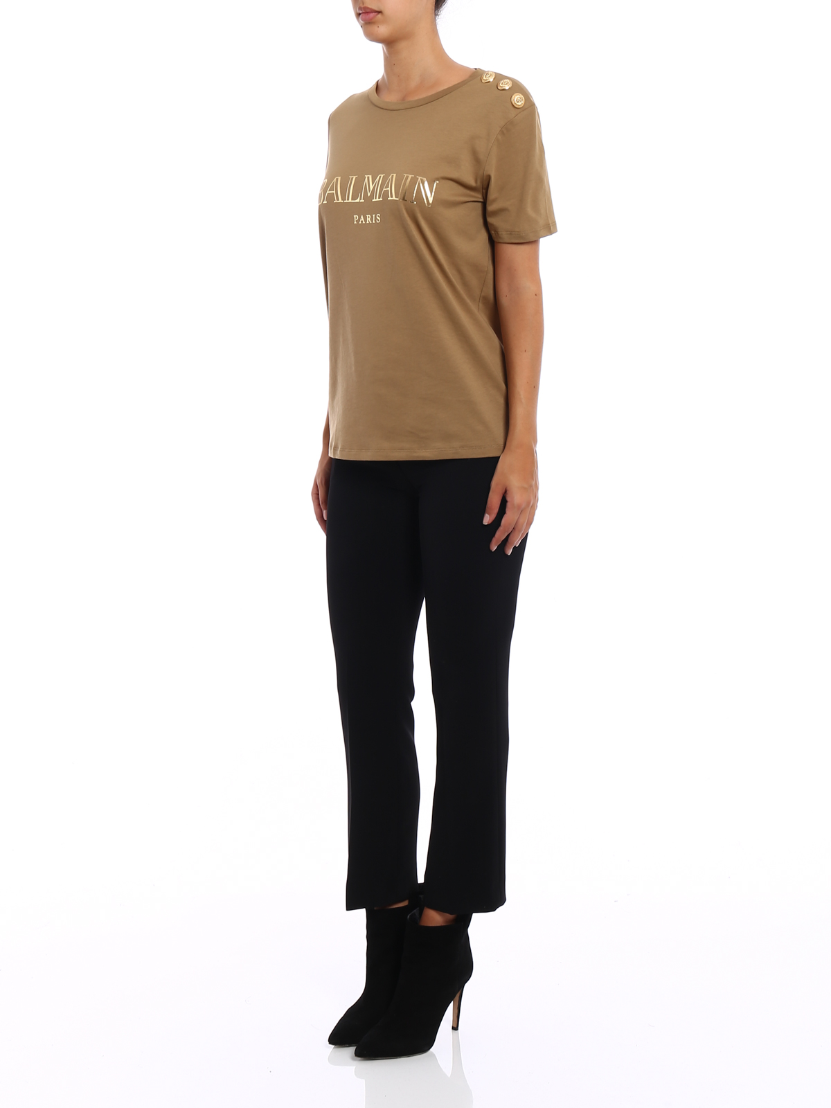 T-shirts Balmain - Button and logo print T-shirt - 118591326IC0950