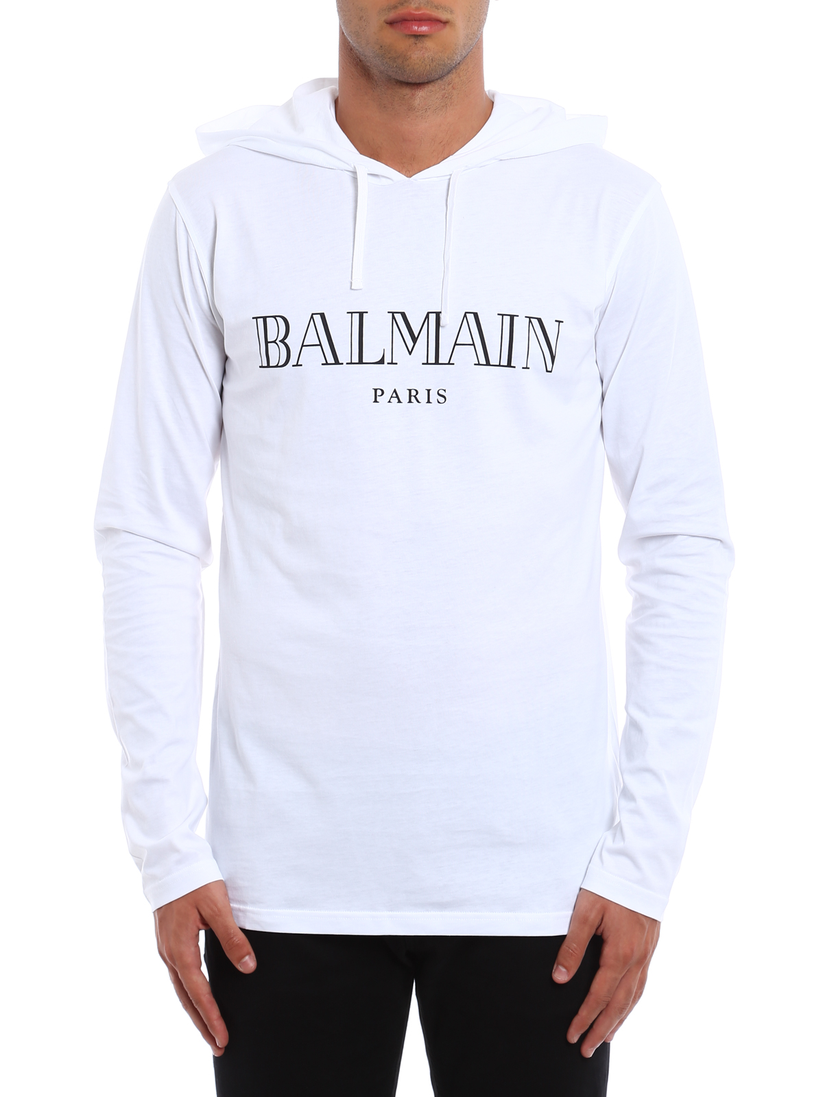 Bekendtgørelse Kinematik fungere T-shirts Balmain - Long sleeved hooded T-shirt - H8006I039100 | iKRIX.com