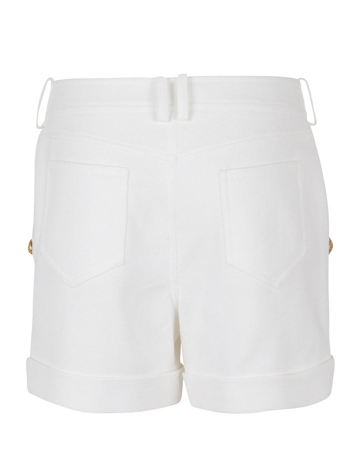 white gold button shorts