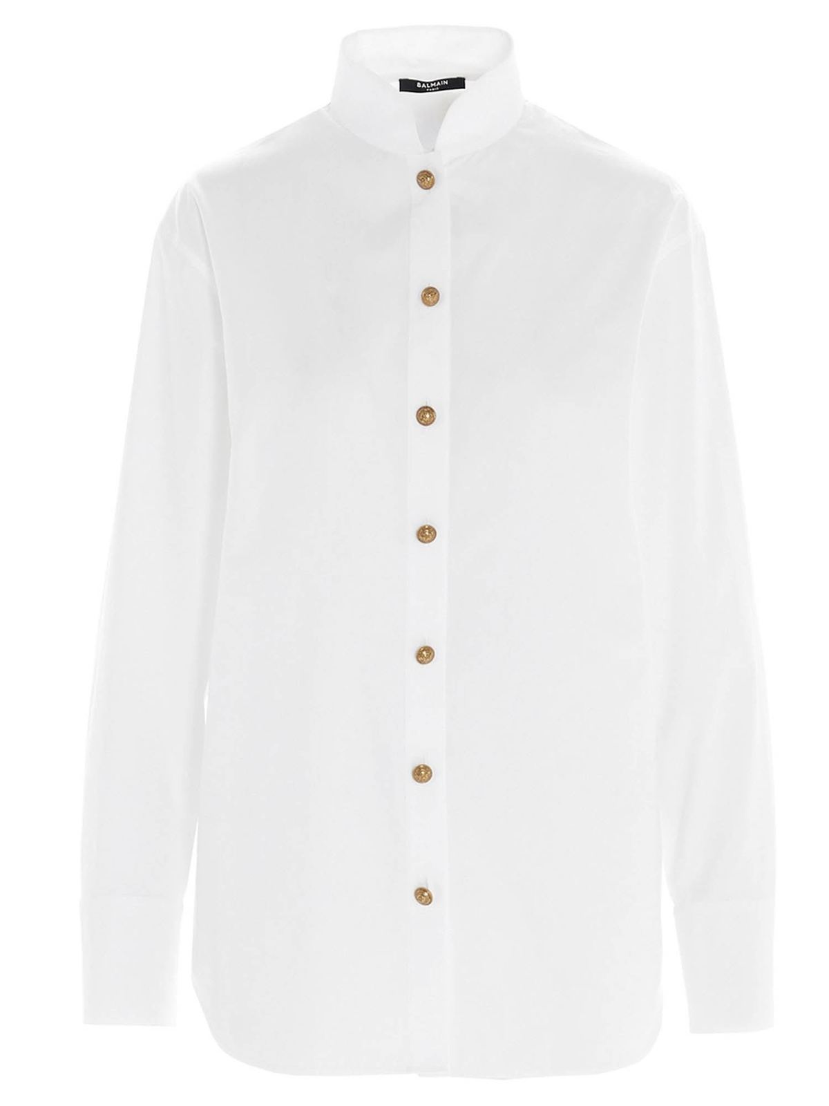 Balmain - Shirt with golden buttons in white - shirts - UF02693124C0FA