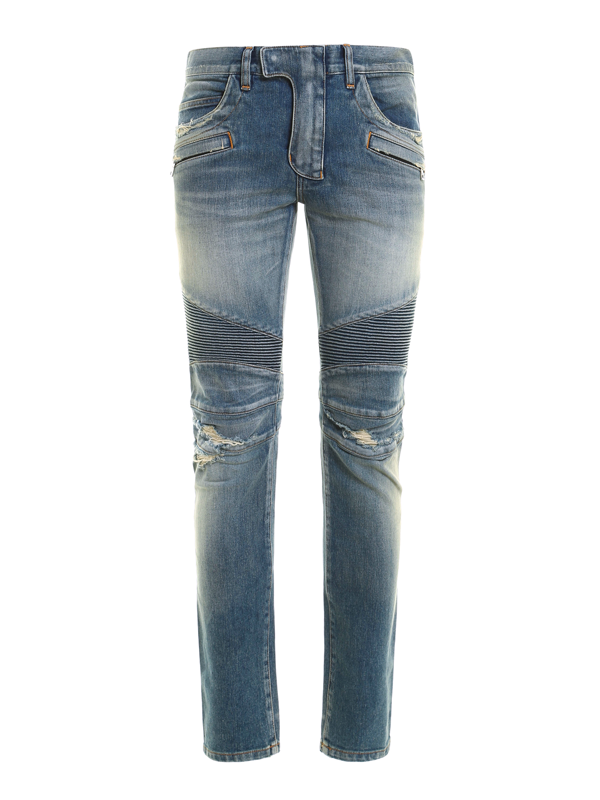 Straight leg jeans Balmain - Biker-style ripped jeans - POHT551C710V155
