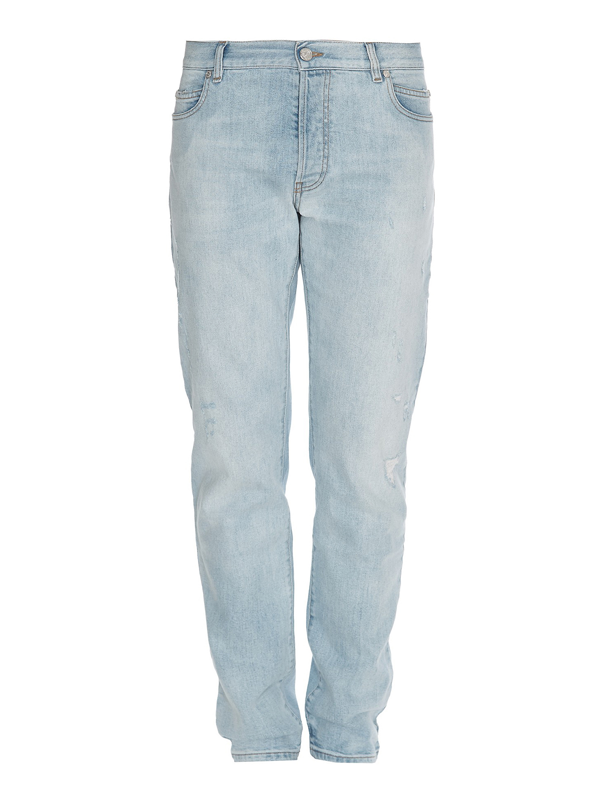 Straight leg jeans Balmain - Vintage effect denim six pocket jeans -  RH15291D0316AA