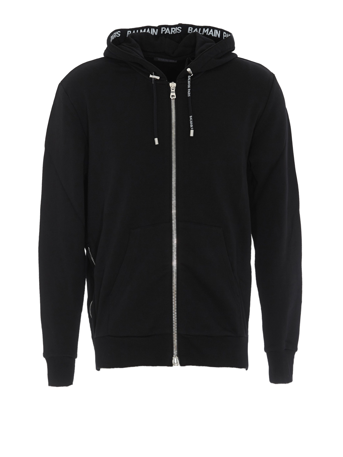 Sweatshirts & Sweaters Balmain - Black cotton hoodie with logo ...