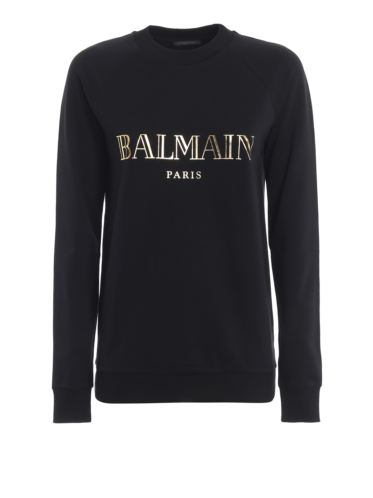 Sweatshirts & Balmain Gold-tone Balmain logo black sweatshirt -
