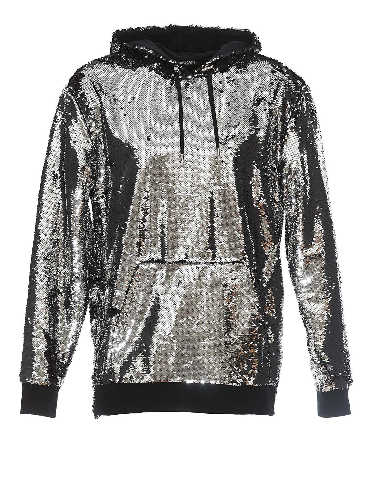 Sweatshirts & Sweaters Balmain - Silver-tone sequin hoodie - RH13669X020EAC