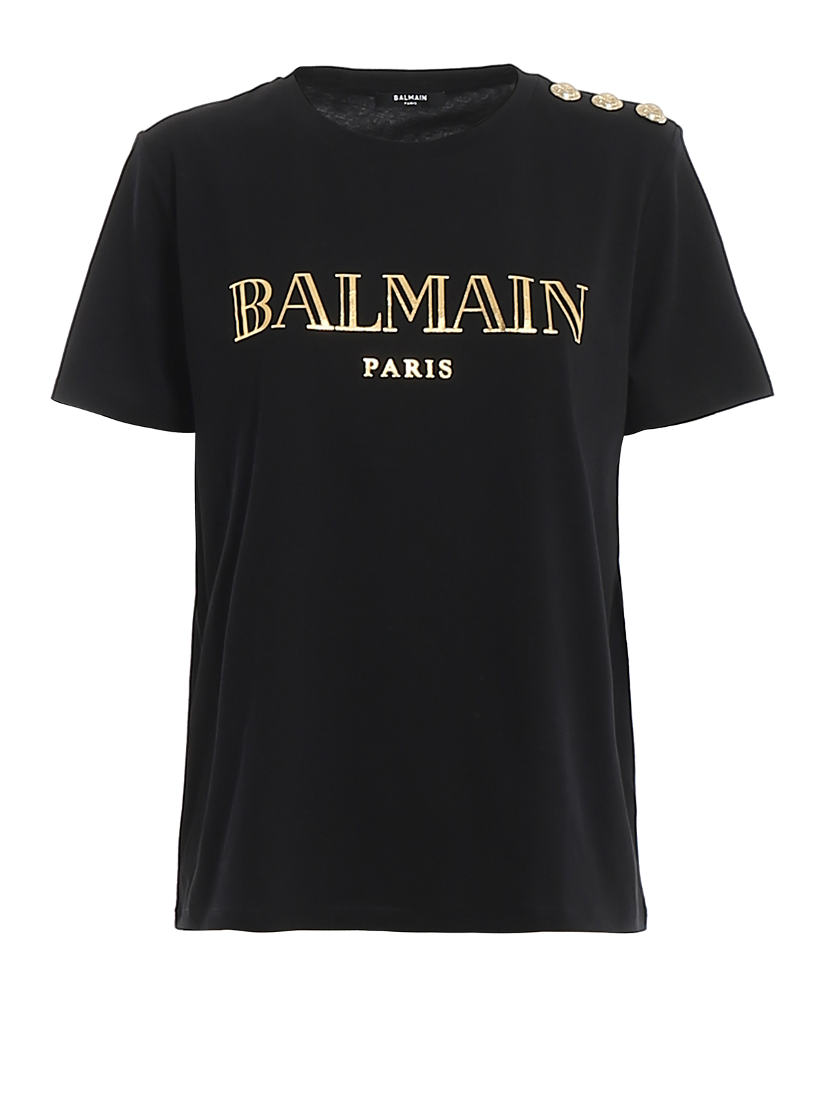 T-shirts Balmain - Cotton T-shirt with gold buttons and logo 