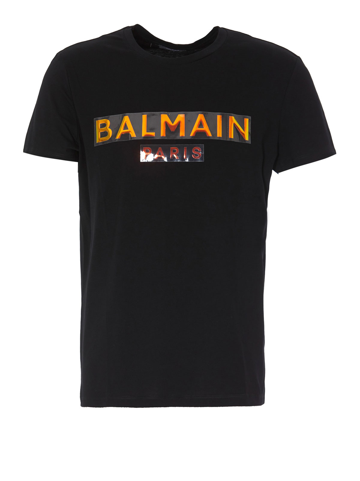T-shirts Balmain - Iridescent logo black cotton T-shirt 