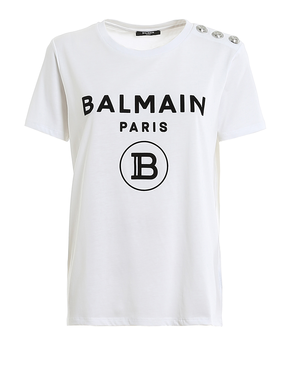 T-shirts Balmain - Logo T-shirt with silver buttons - TF01350I386GAB
