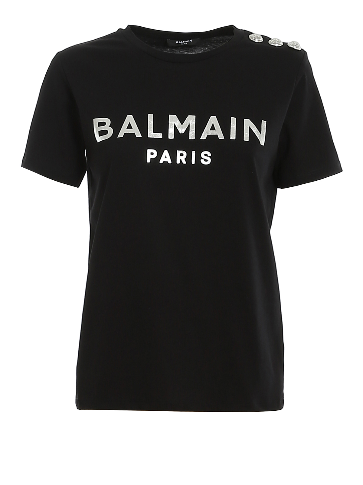 T-shirts Balmain - Logo T-shirt with silver buttons - TF01350I414EAC