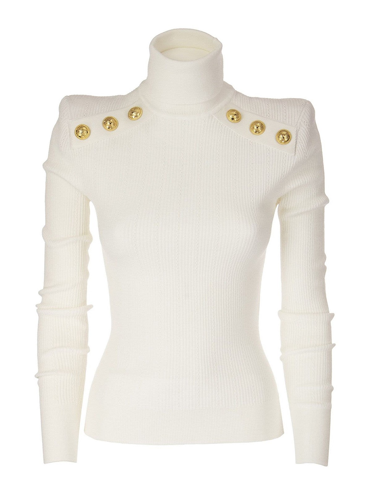 Turtlenecks & Polo necks Balmain - White ribbed viscose blend ...