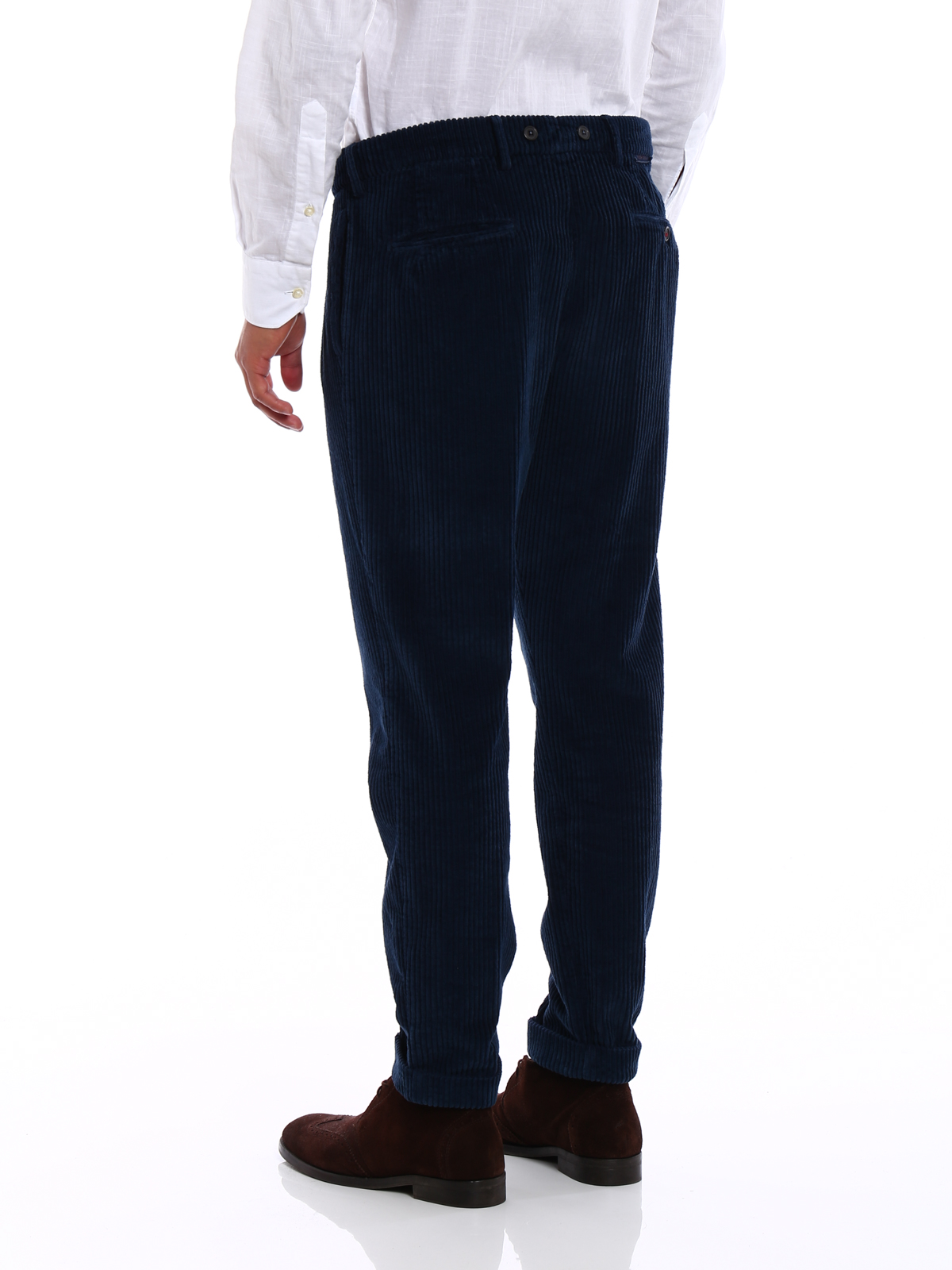 Pantaloni casual Berwich - Pantaloni Barber in velluto blu - BWBARBERDV0001