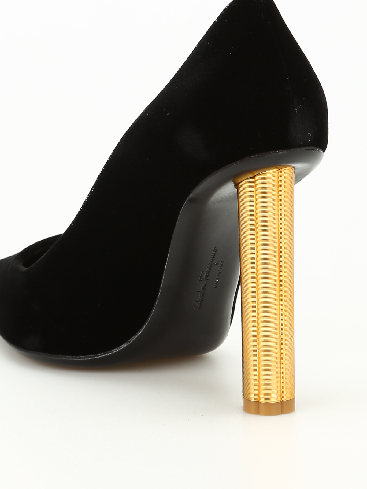 Buy black shoes gold heel cheap online