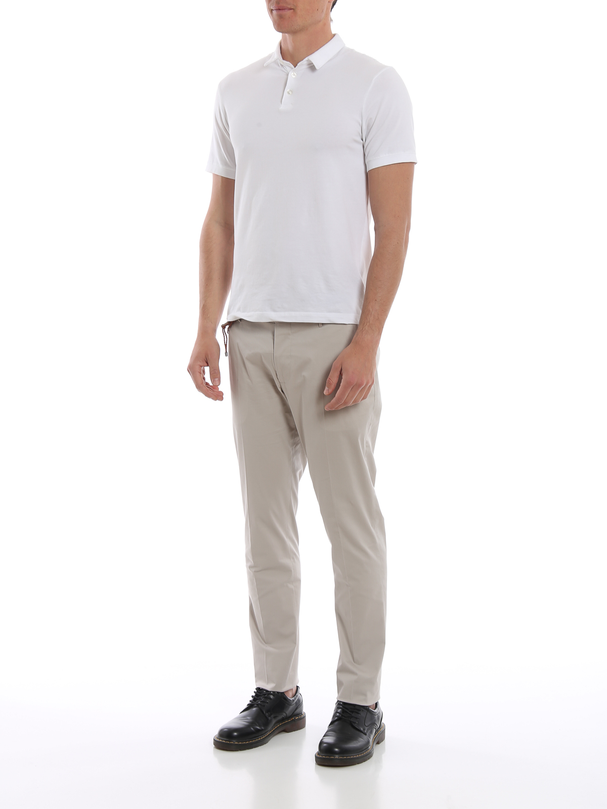 Casual trousers Berwich - Slim light beige cotton stretch trousers -  SCSLIMCN1204XBEIGE