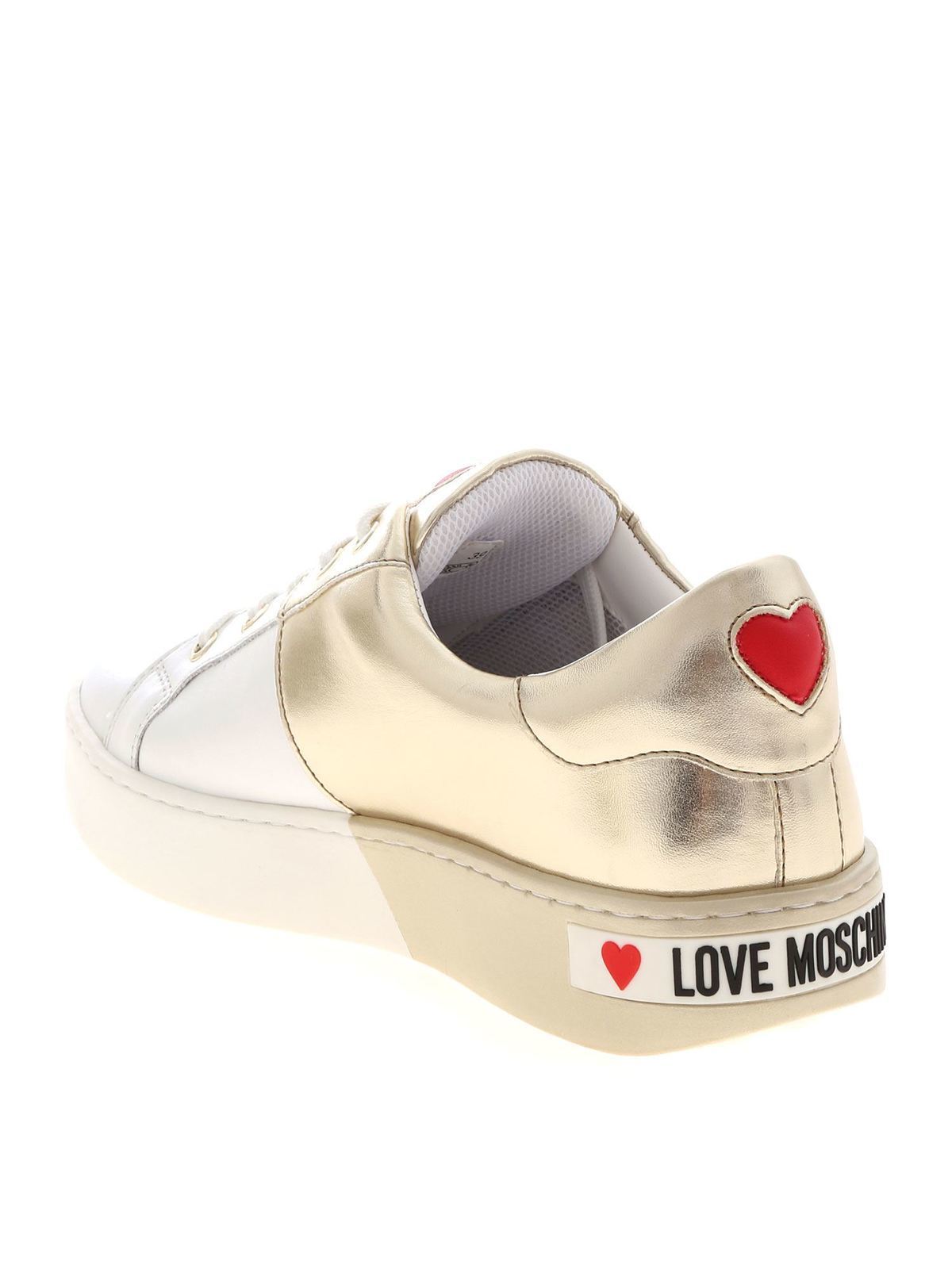 Vaag Habubu Nieuwe betekenis Trainers Love Moschino - Bicolor sneakers in white and gold with logo -  JA15013G1AIF310A