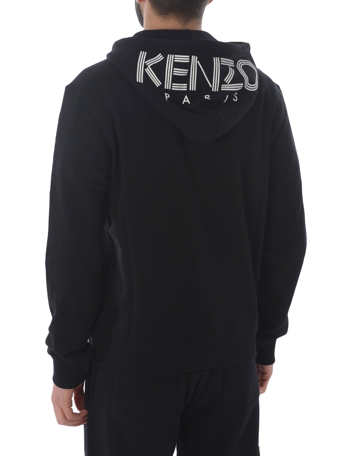 Black cotton zipped hoodie 