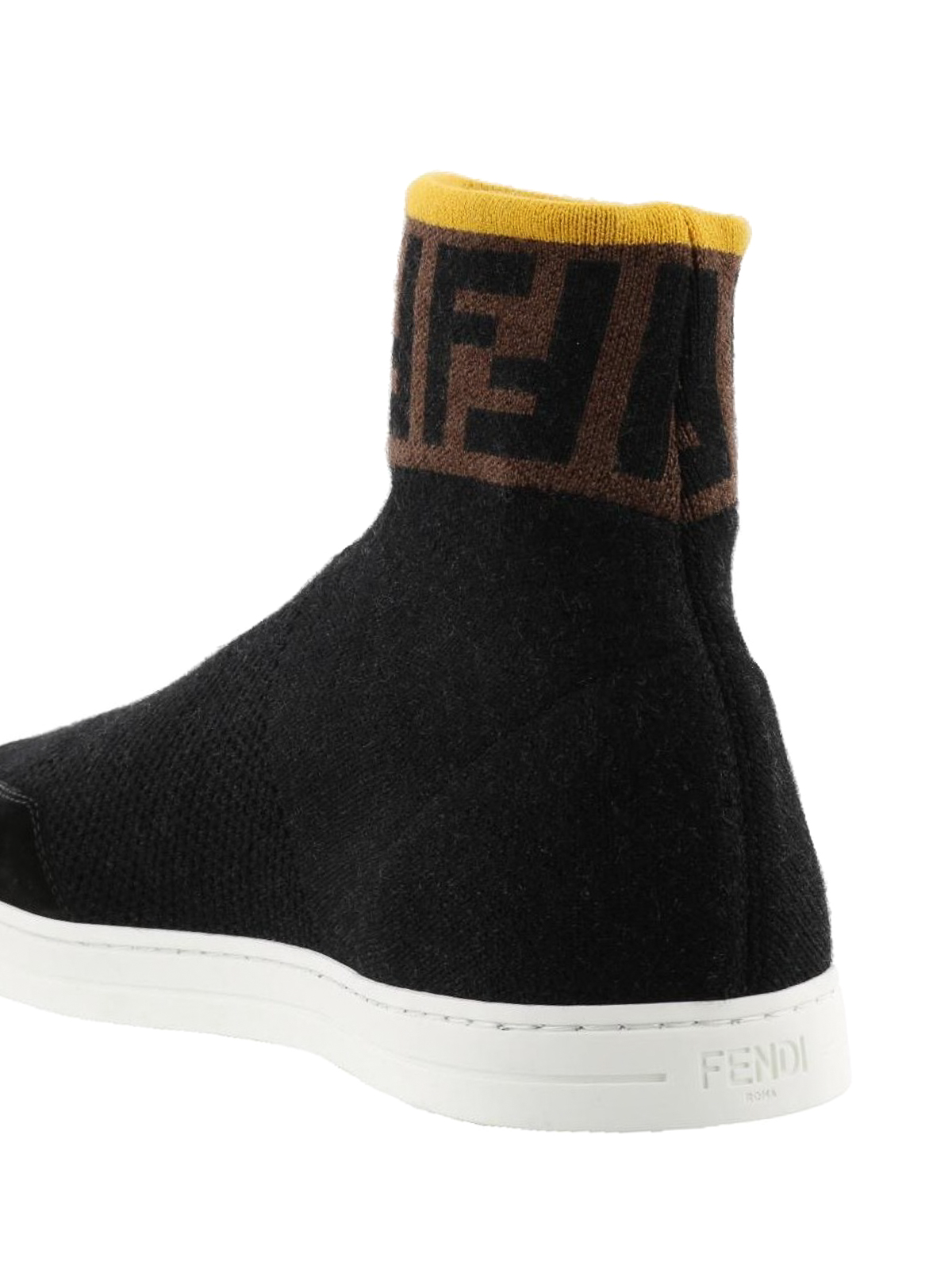 Fendi - Black knit wool sock sneakers 