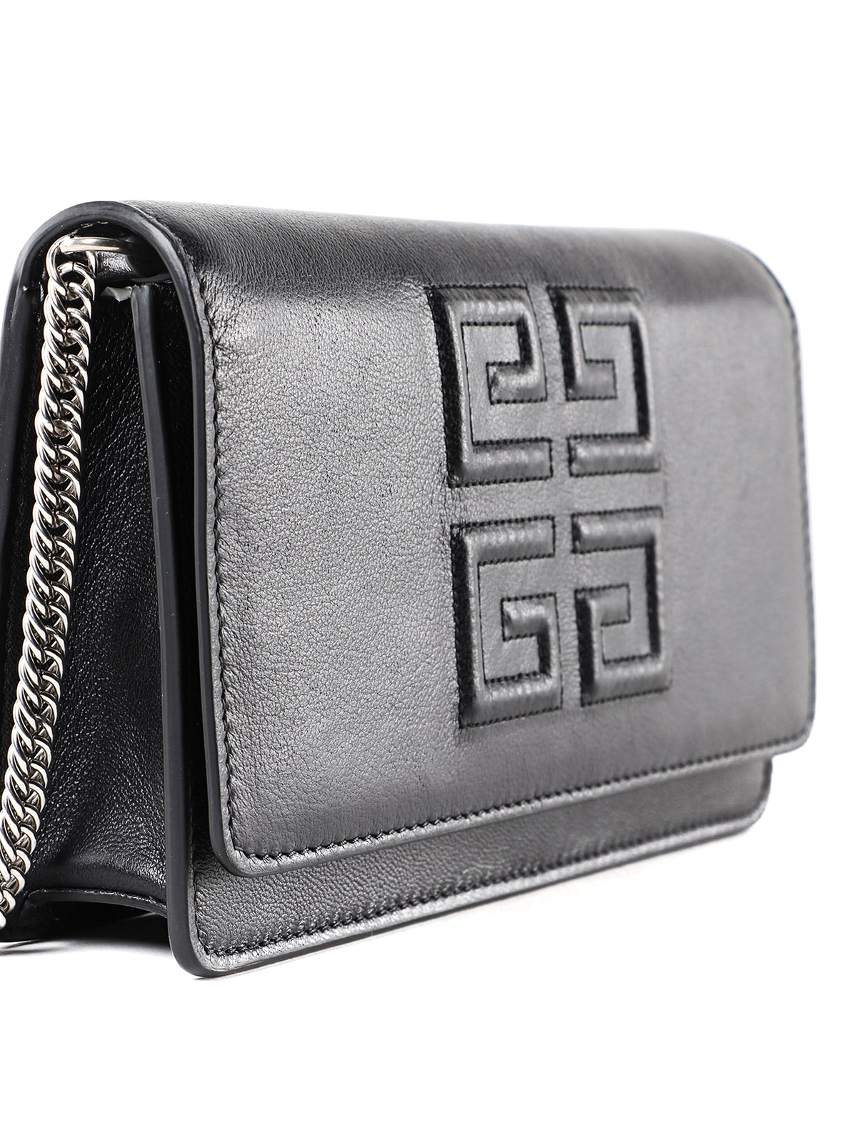 givenchy emblem leather wallet on chain