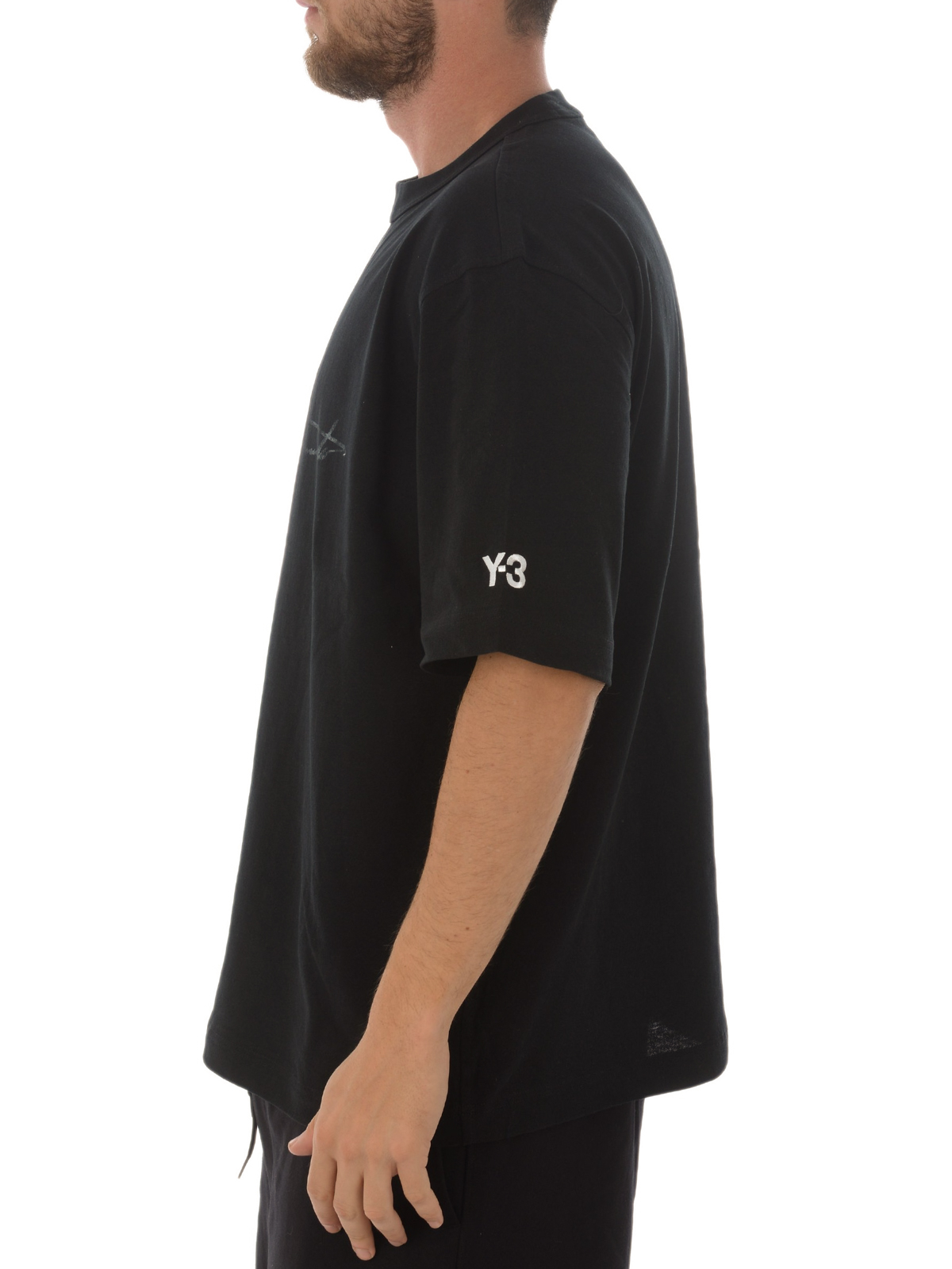 Y-3 - T-shirt oversize nera con logo signature - t-shirt - FQ4114