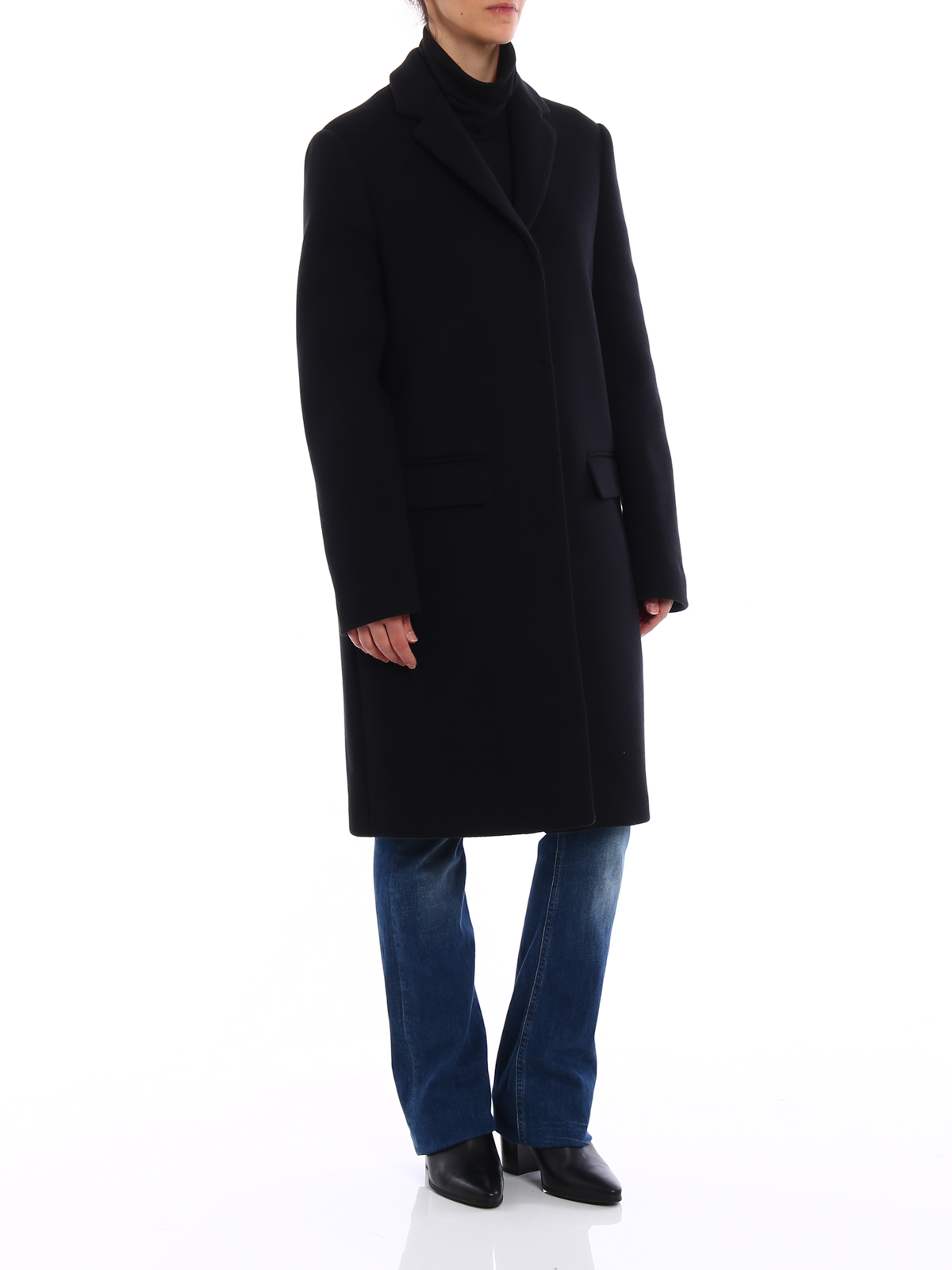 long black wool blend coat